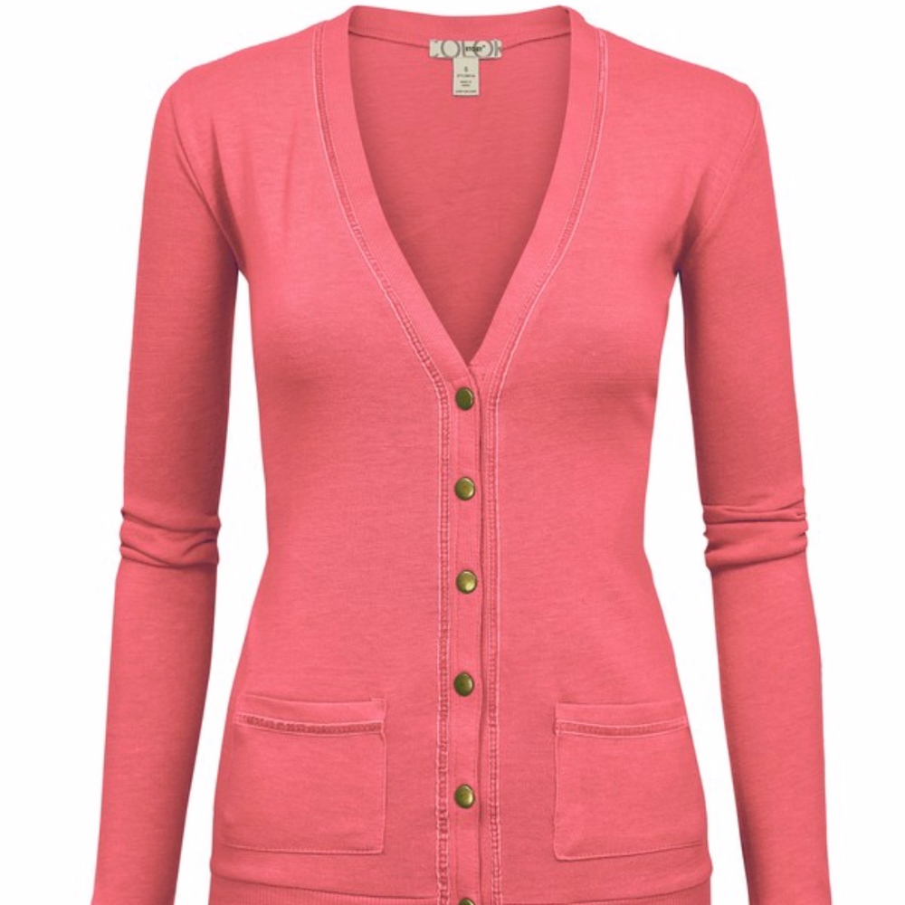 Women’s Junior snap button cardigan (Coral)